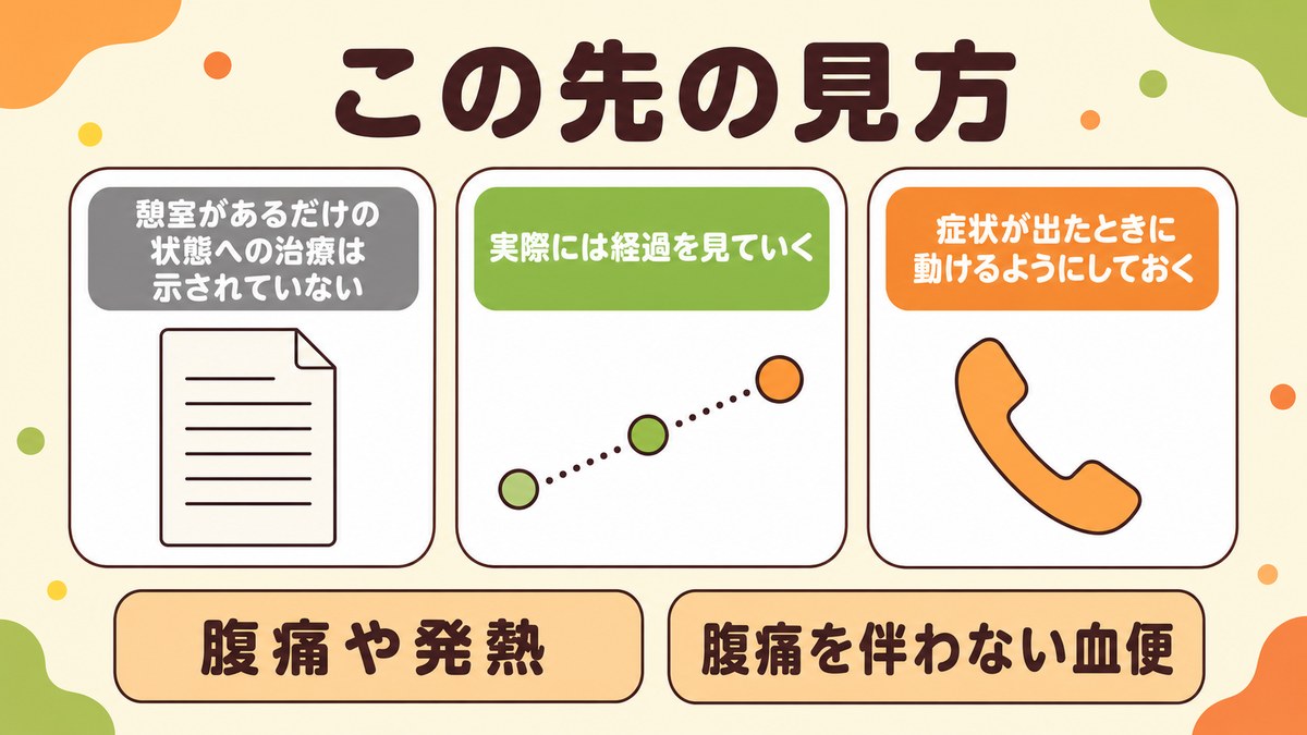 大腸憩室と言われたあとの見方を整理した図