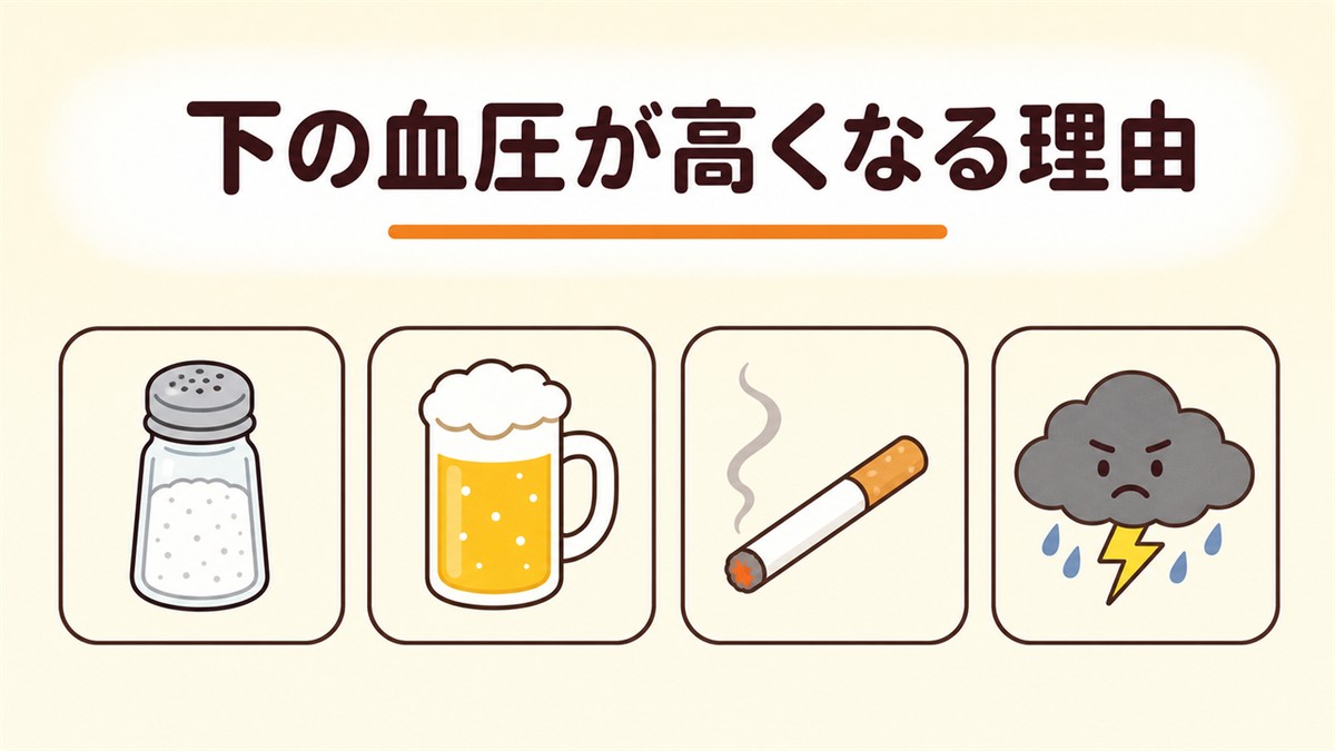 下の血圧だけが高くなる理由は生活習慣や体質のほか病気のこともある