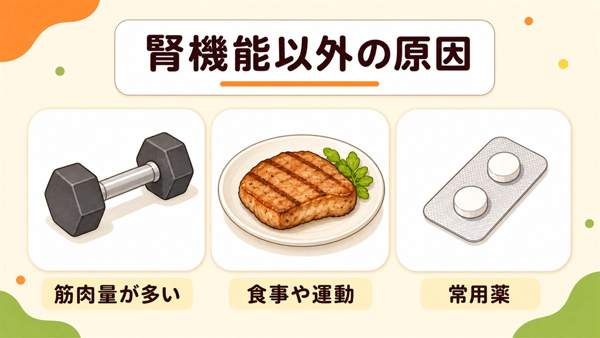 クレアチニンが少し高いのは筋トレや水分不足のせい？腎機能以外の原因