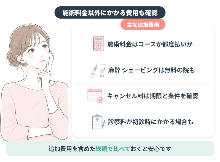 医療脱毛で施術料金以外にかかる費用