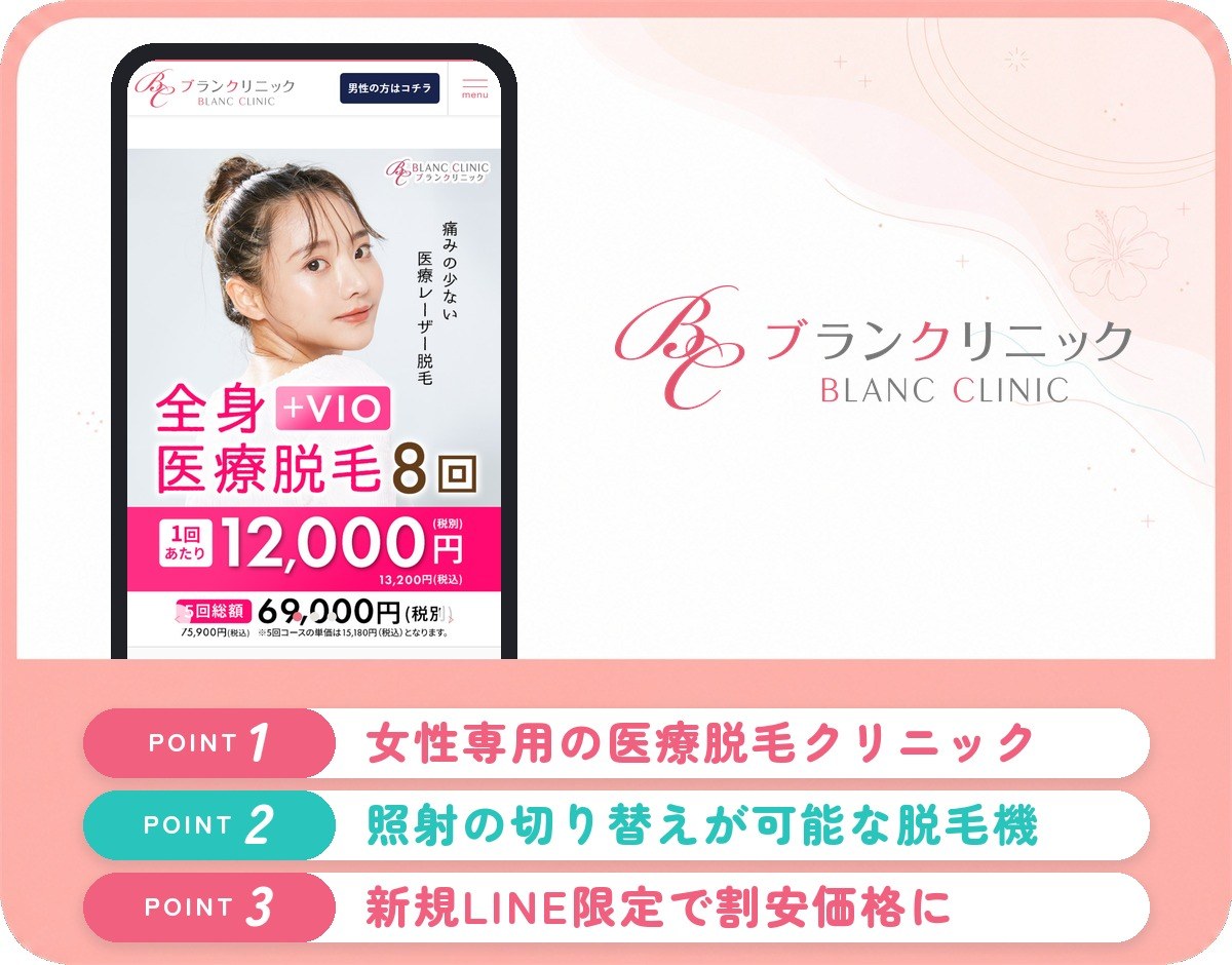 ブランクリニックの医療脱毛特徴まとめバナー