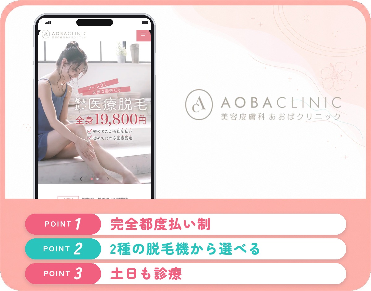 あおばクリニックの医療脱毛特徴まとめバナー