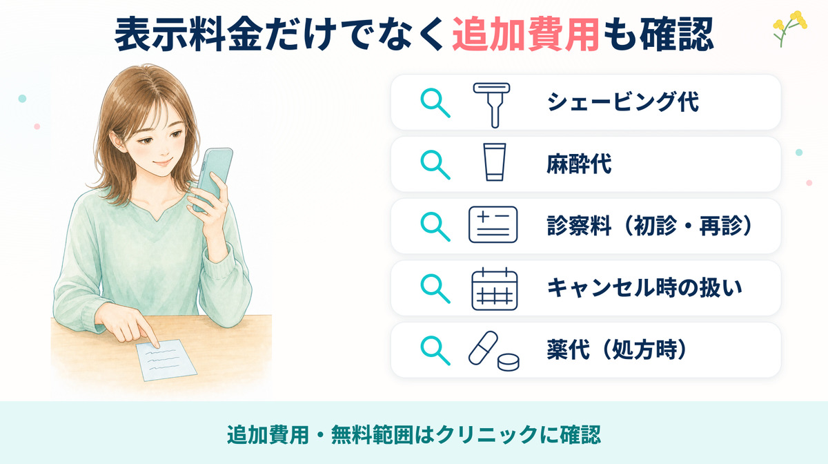 医療脱毛で確認したい追加費用の項目
