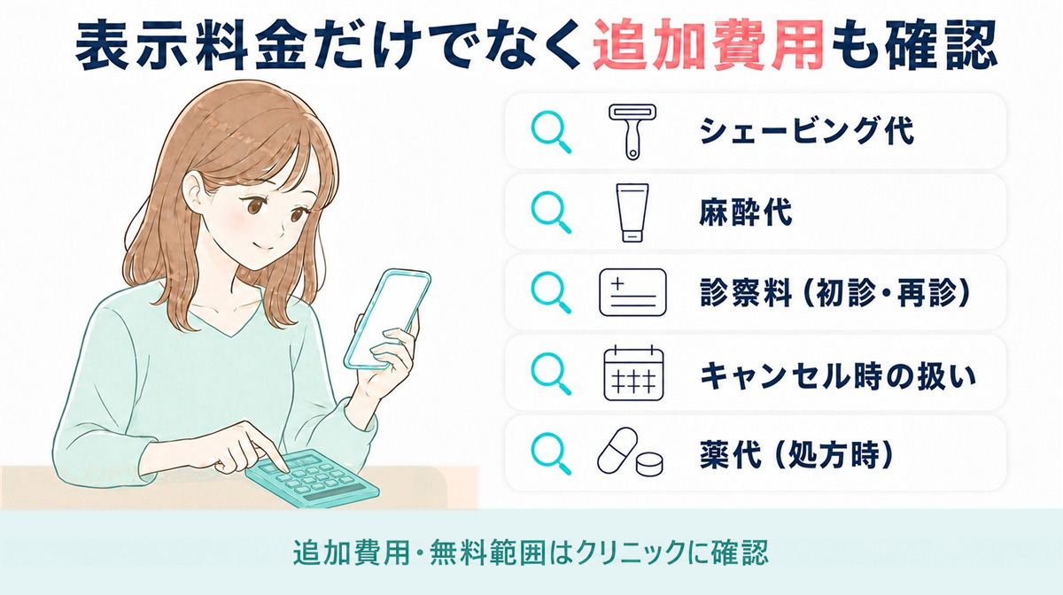 医療脱毛で確認したい追加費用の項目