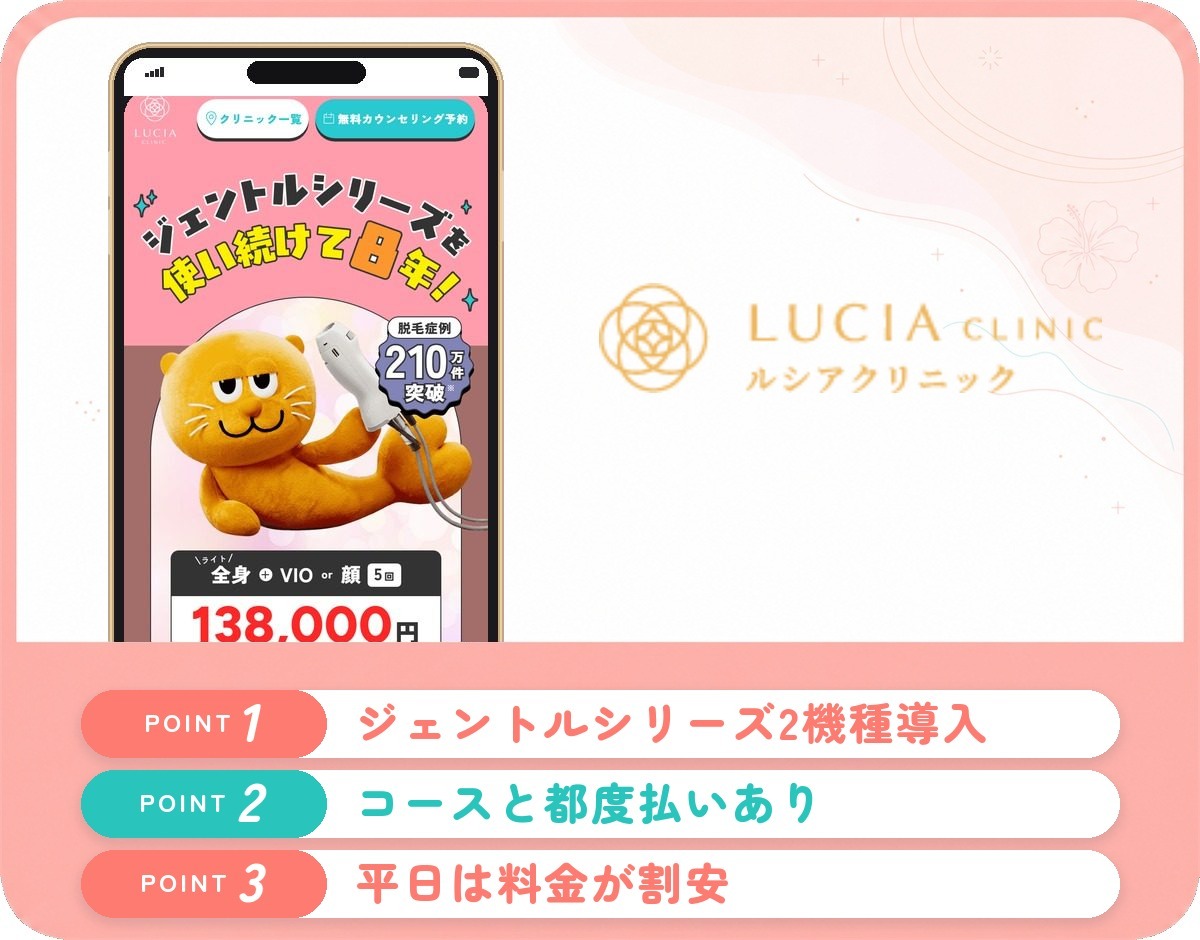 ルシアクリニックの医療脱毛特徴まとめバナー