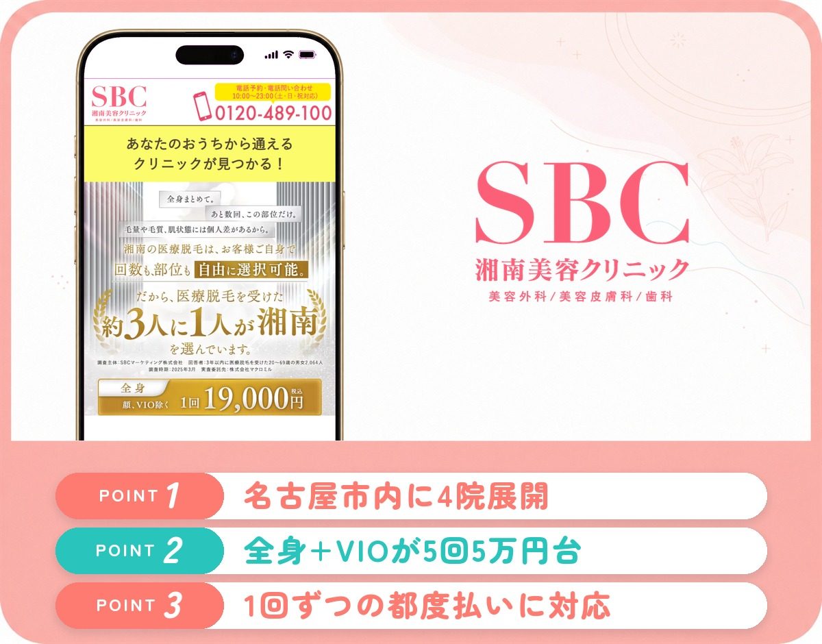 湘南美容クリニック名古屋駅本院・他3院の特徴まとめ