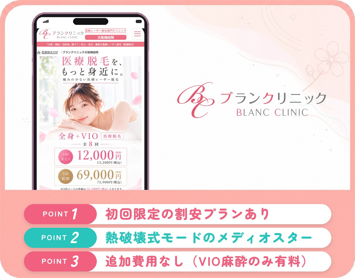 ブランクリニックの医療脱毛特徴まとめバナー