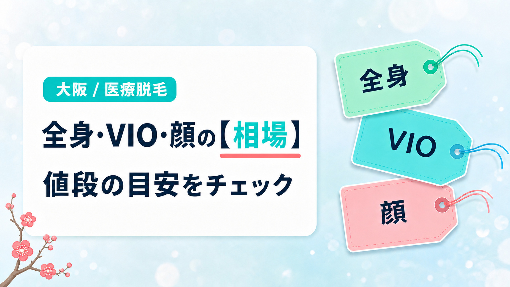 大阪の医療脱毛の全身・VIO・顔の値段相場