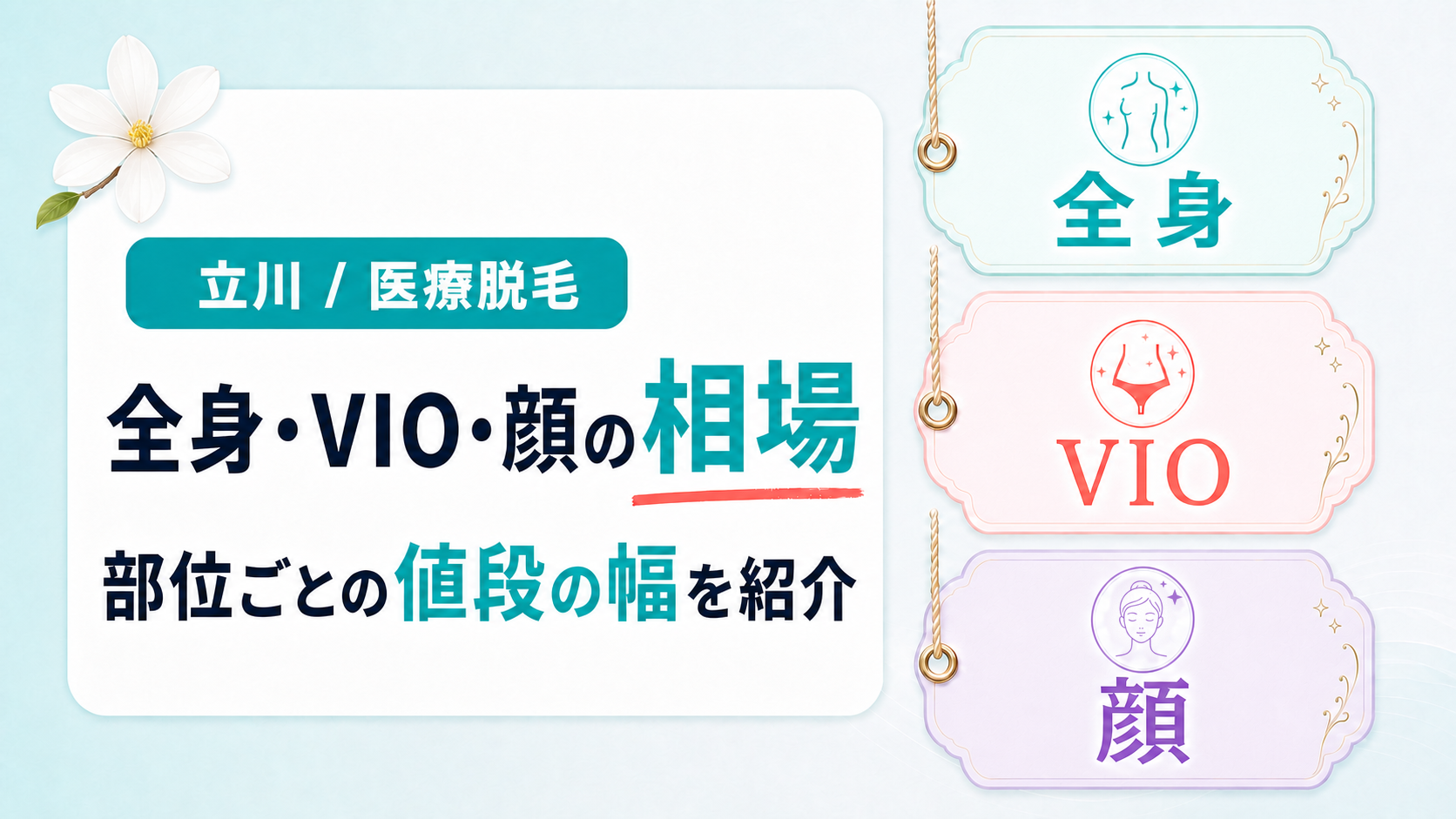 立川の医療脱毛の全身・VIO・顔の相場