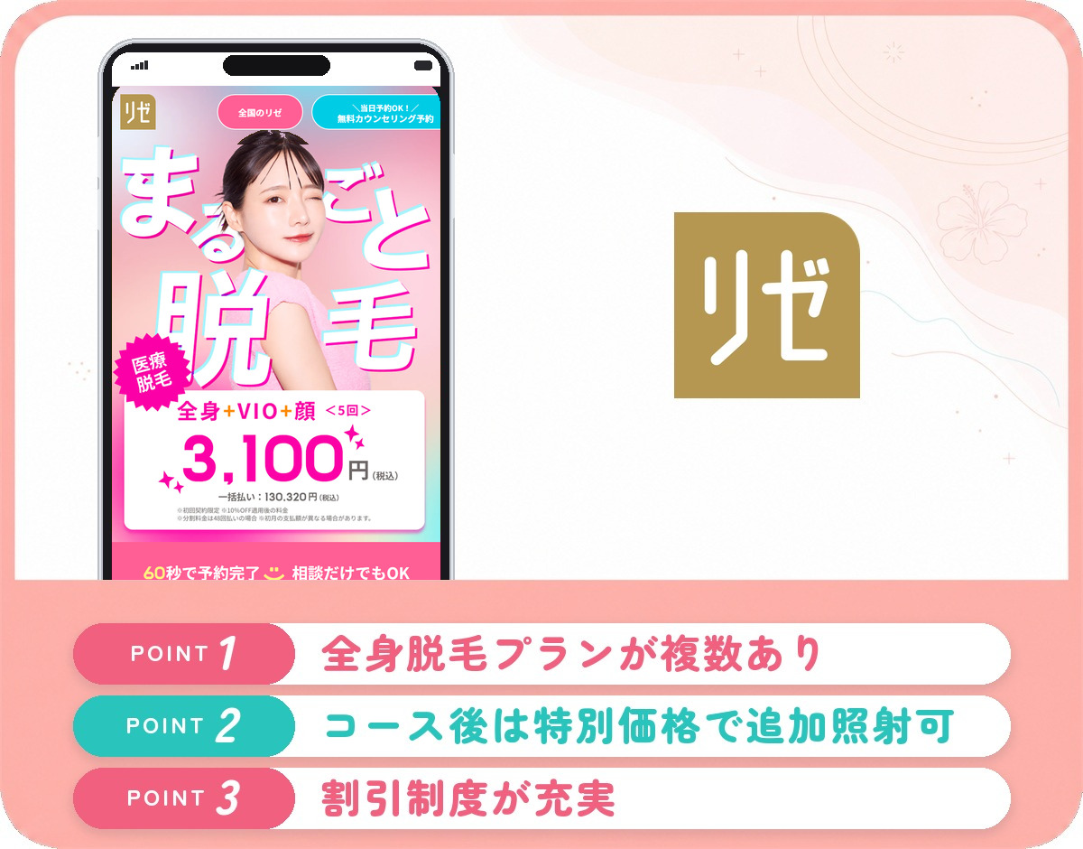 リゼクリニックの医療脱毛特徴まとめバナー