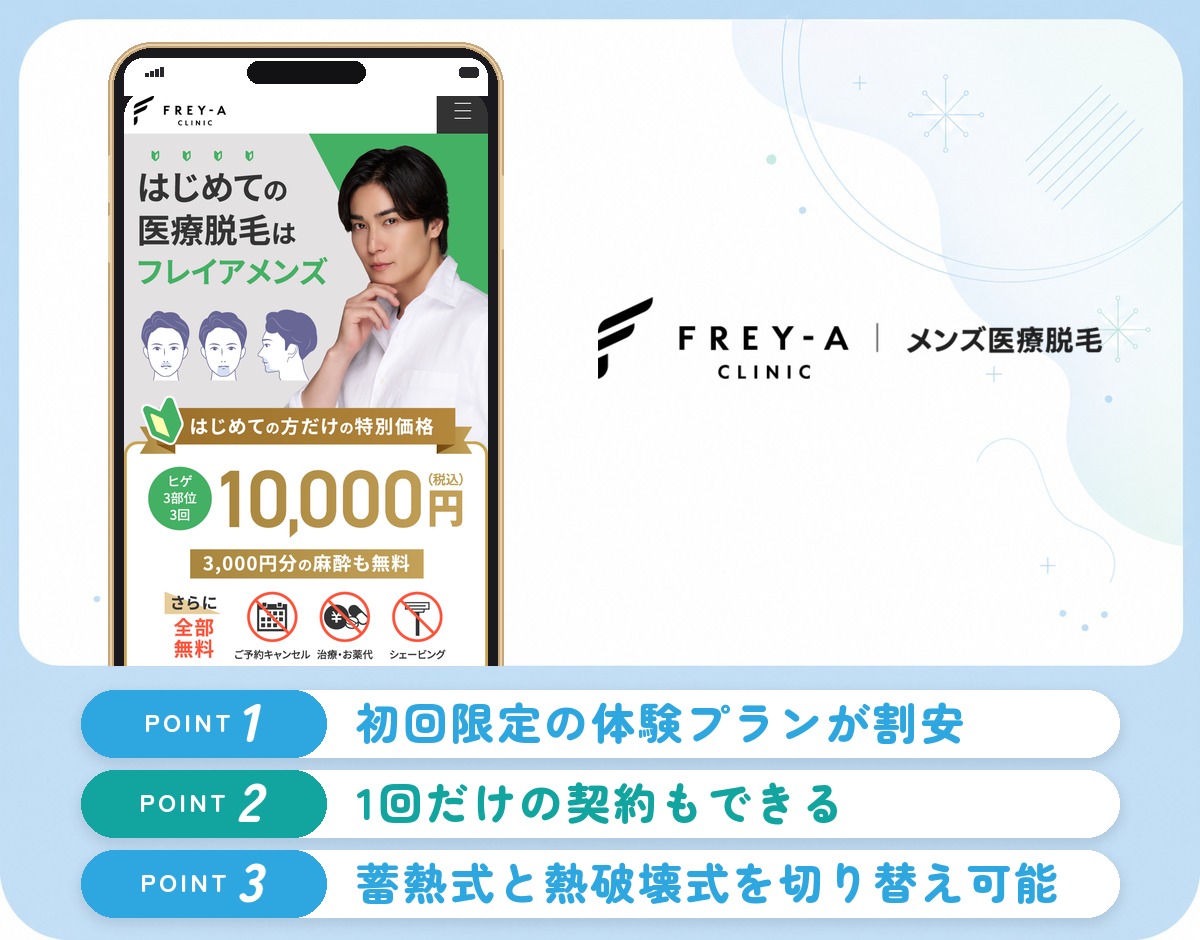 フレイアクリニックメンズのヒゲ脱毛の特徴まとめバナー