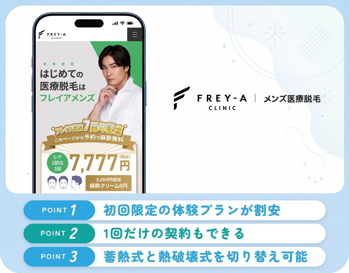 フレイアクリニックメンズのヒゲ脱毛の特徴まとめバナー