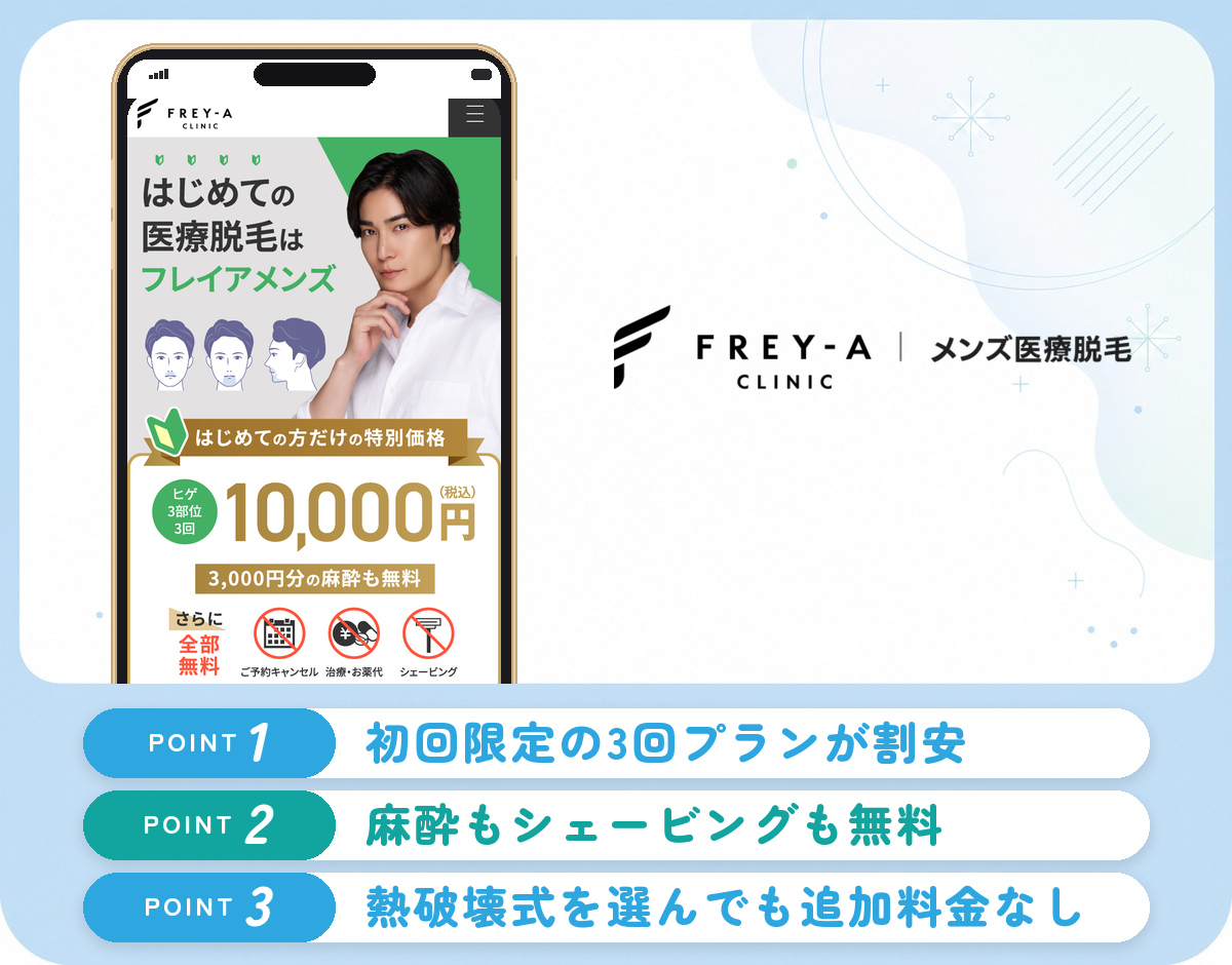 フレイアクリニックメンズのヒゲ脱毛の特徴まとめバナー