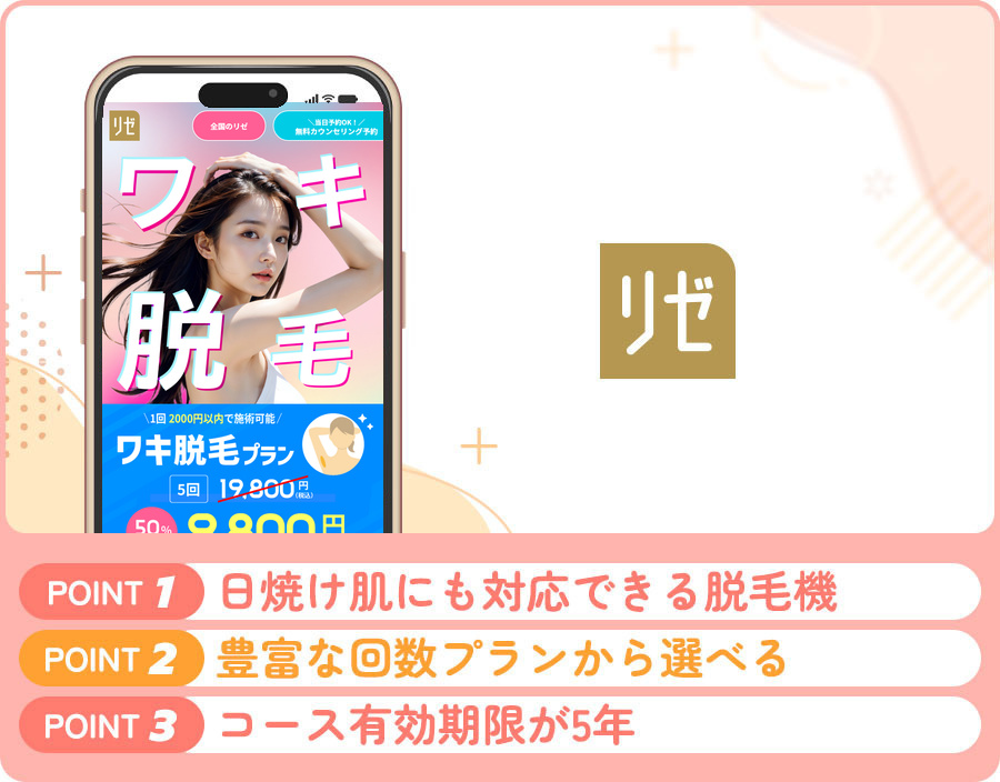 リゼクリニックの脇脱毛の特徴まとめバナー