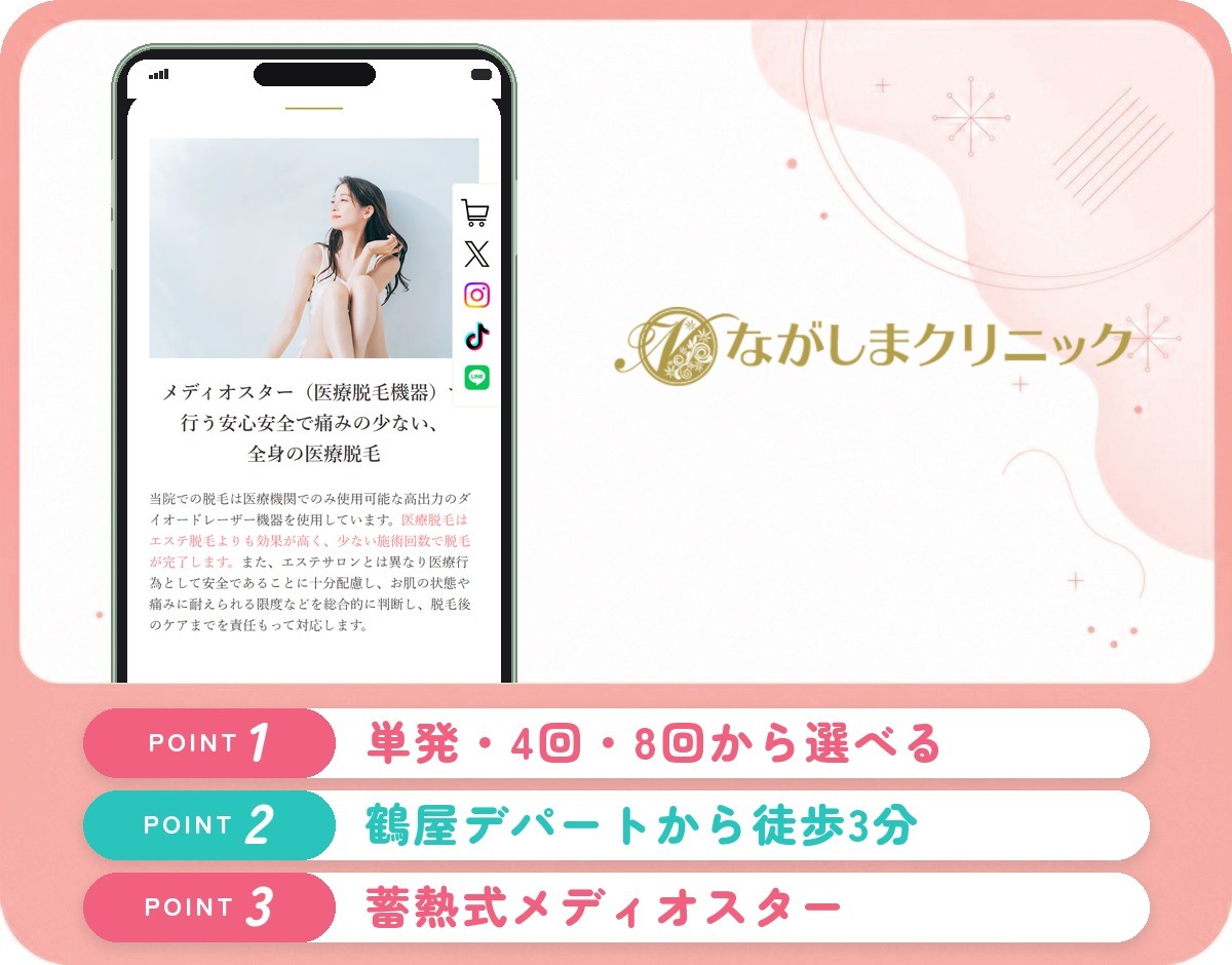 ながしまクリニックの医療脱毛特徴まとめバナー