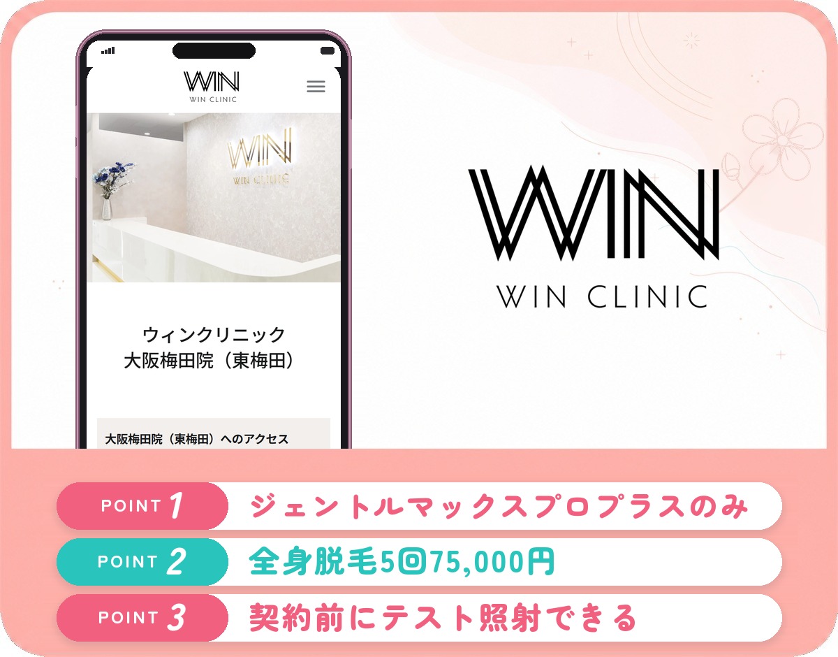 ウィンクリニックの医療脱毛特徴まとめバナー