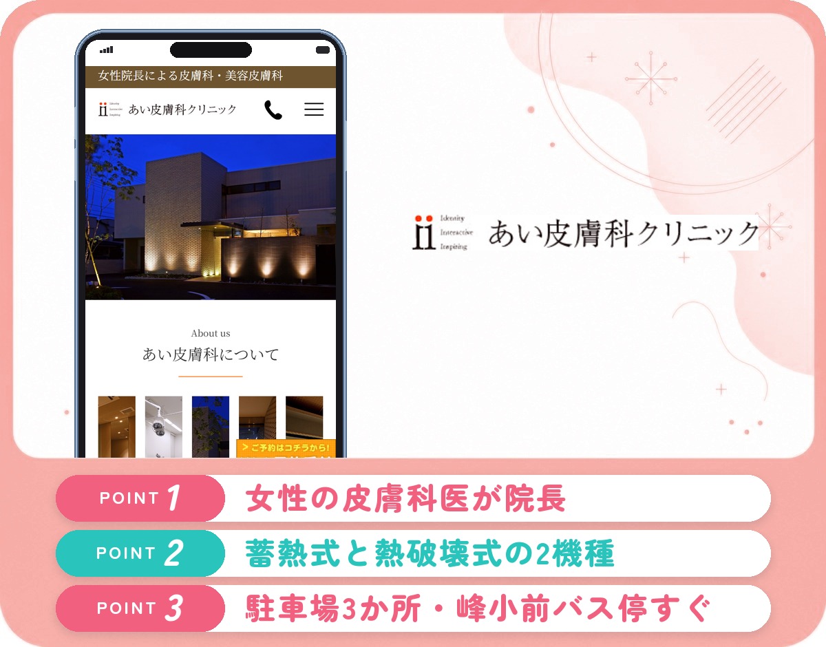 あい皮膚科クリニックの医療脱毛の特徴をまとめたバナー