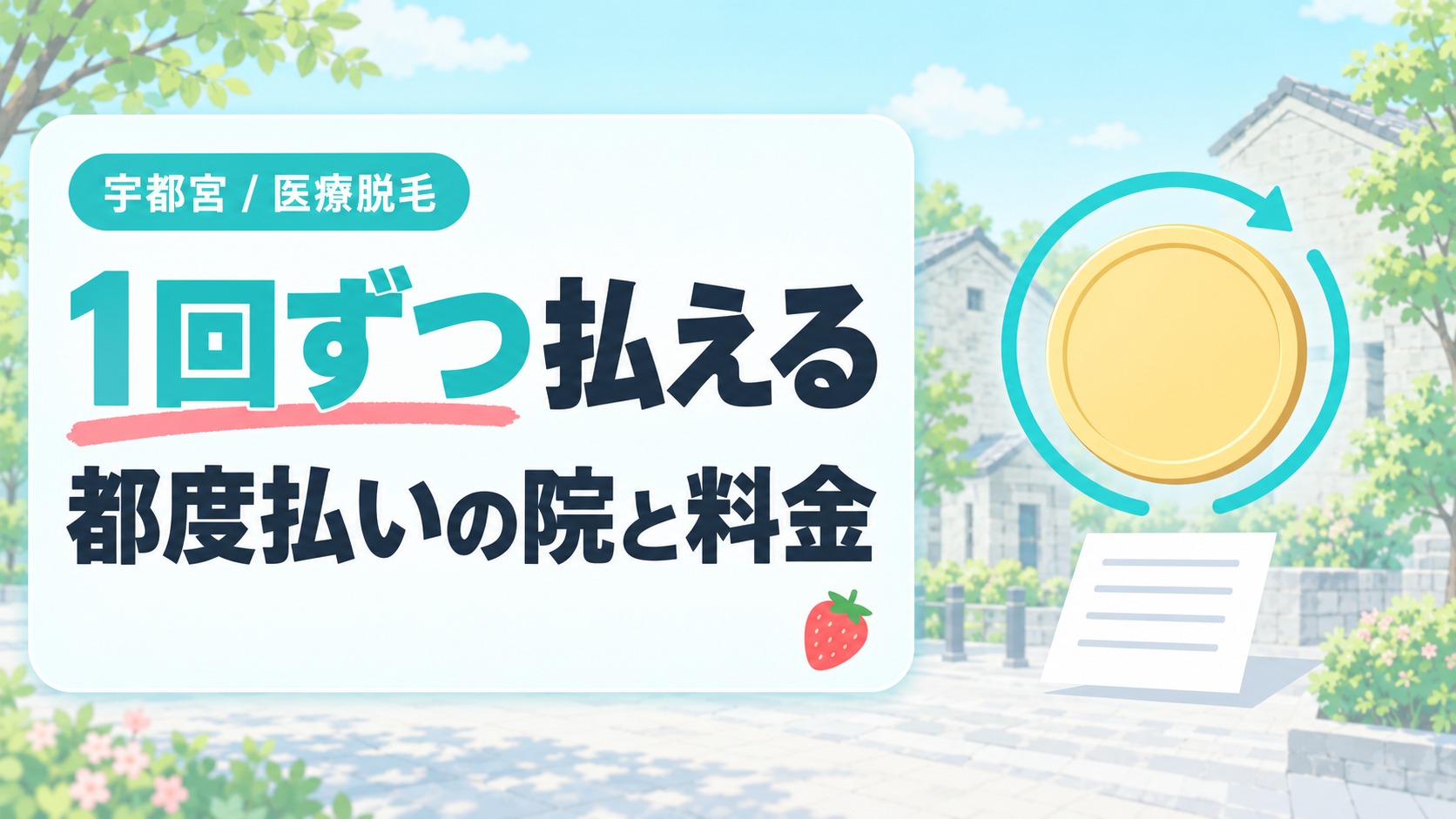 皮膚科を含めて都度払いできる宇都宮の医療脱毛クリニックは?支払い方式と回数で下がる単価