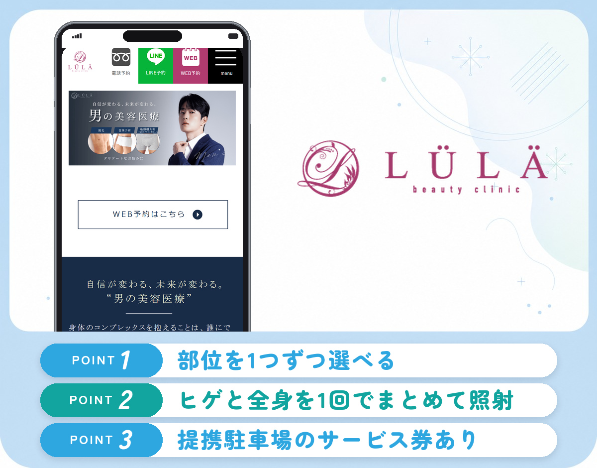 LULA美容クリニック新潟院のヒゲ脱毛の特徴まとめバナー