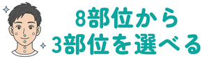 8部位から3部位を選べる