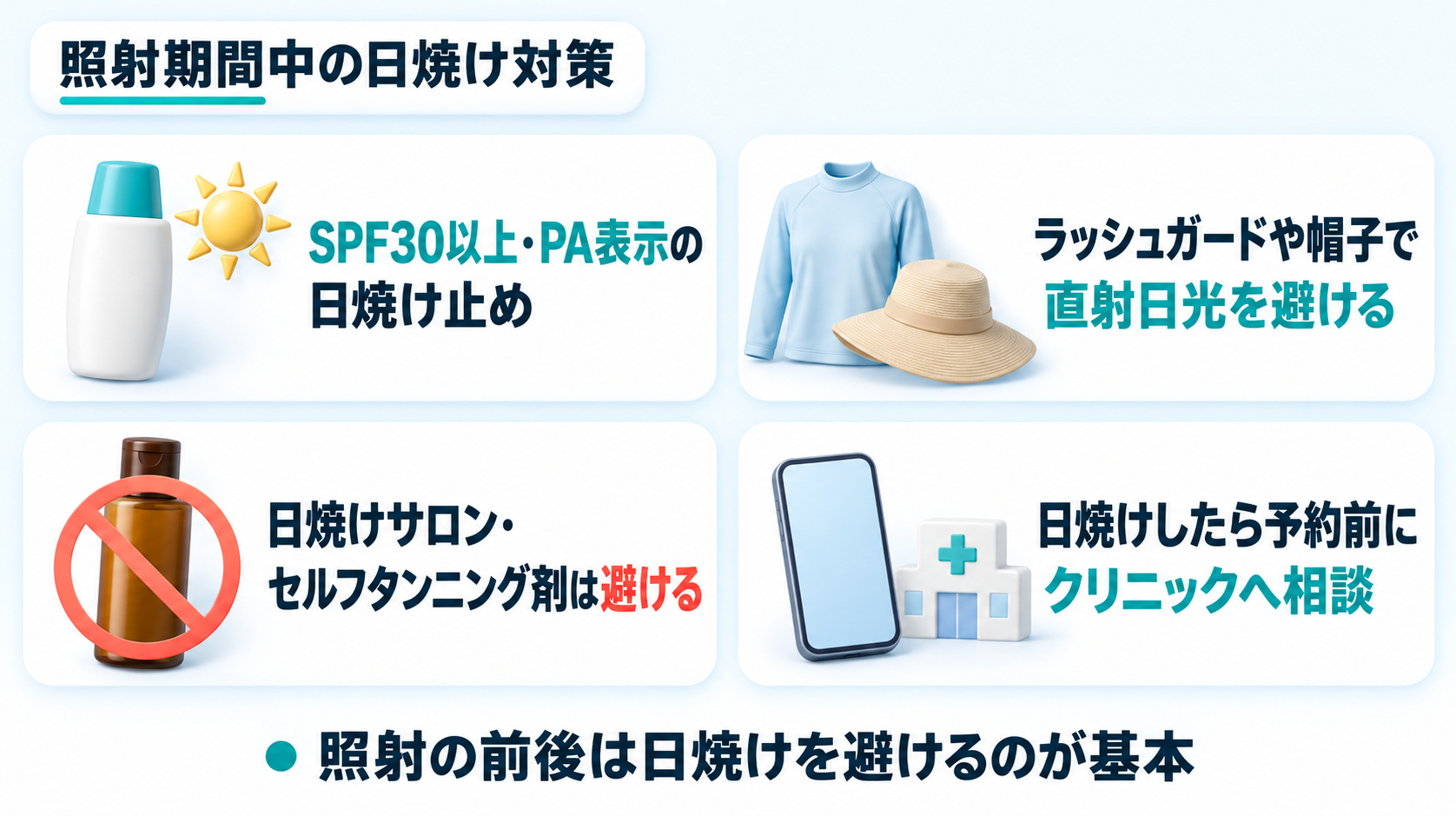 照射期間中の日焼け対策