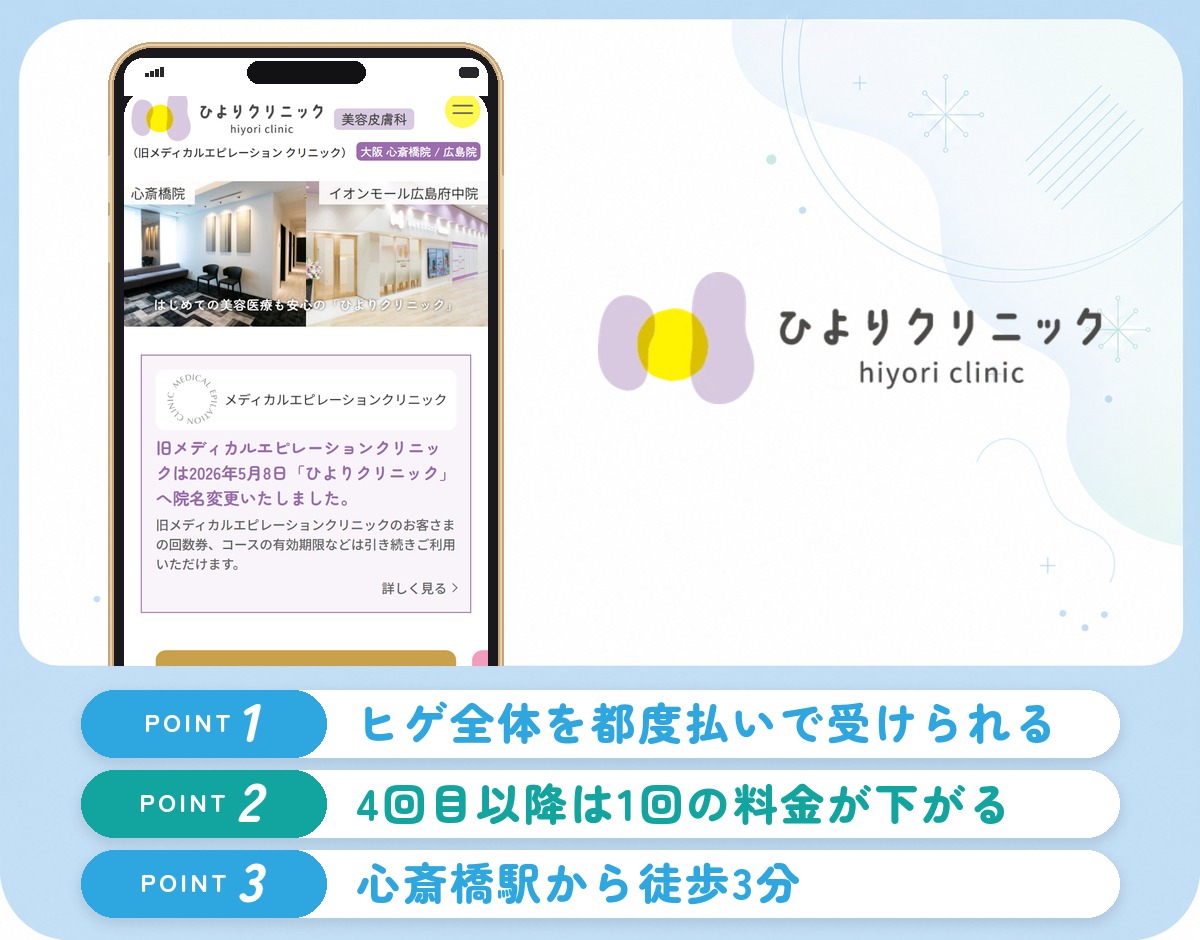ひよりクリニックのヒゲ脱毛の特徴まとめバナー