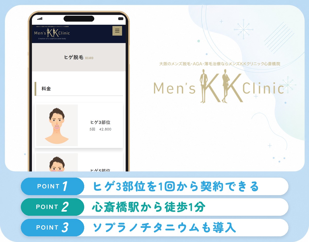 メンズKKクリニックのヒゲ脱毛の特徴まとめバナー