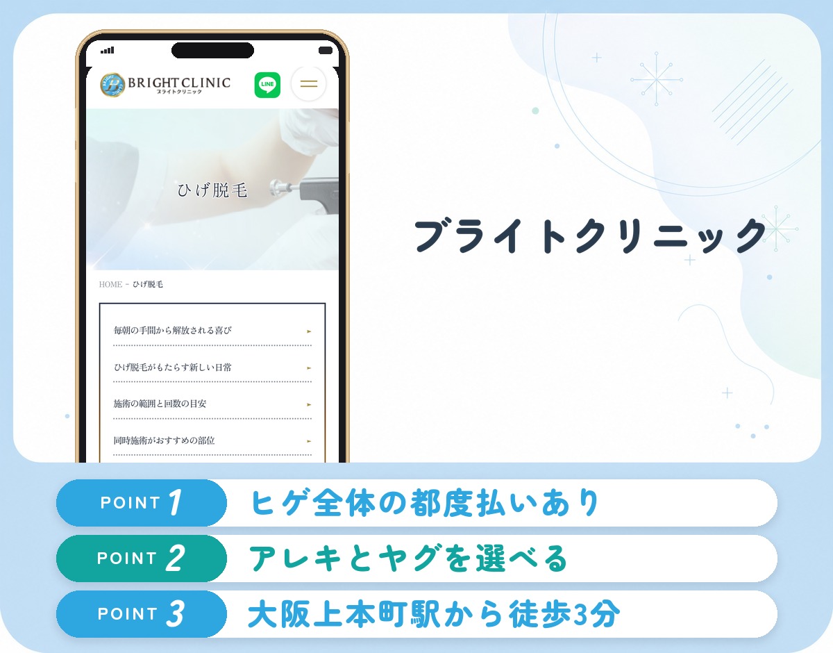 ブライトクリニックのヒゲ脱毛の特徴まとめバナー