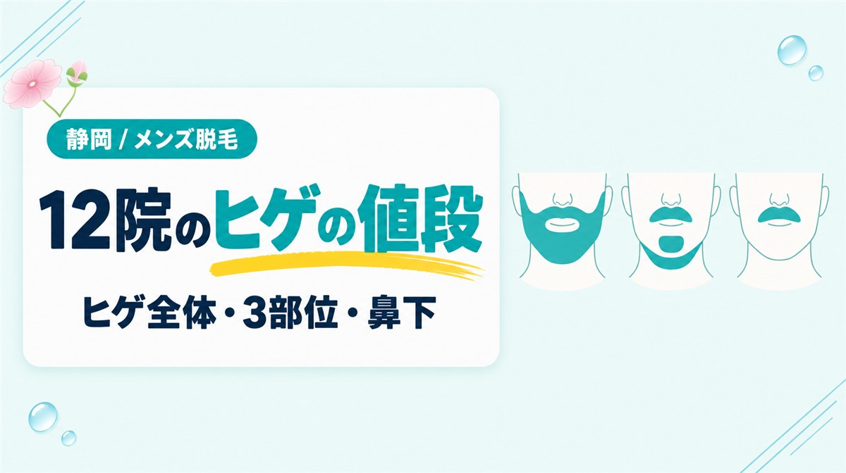 静岡のメンズ医療脱毛12院でヒゲ全体・3部位・鼻下の値段はどれだけ違う?