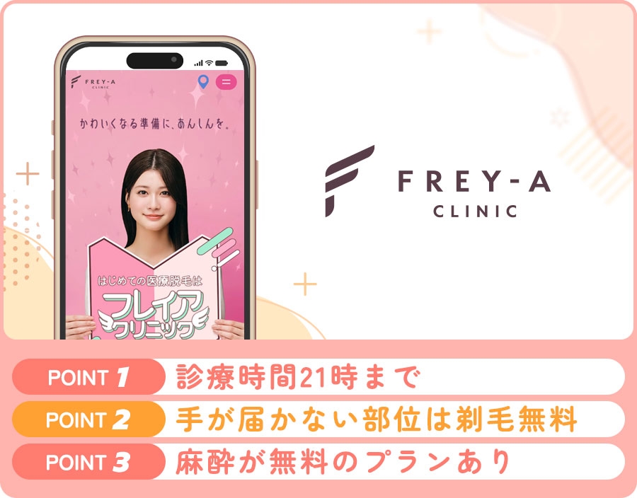 フレイアクリニックの医療脱毛特徴まとめバナー