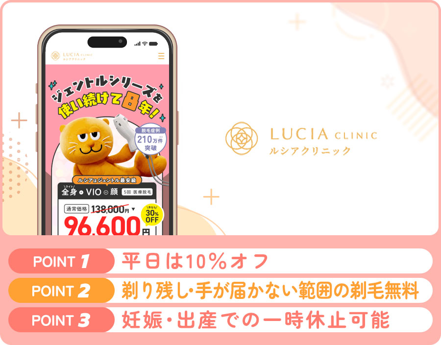 ルシアクリニックの医療脱毛特徴まとめバナー