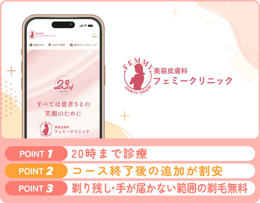 フェミークリニックの医療脱毛特徴まとめバナー
