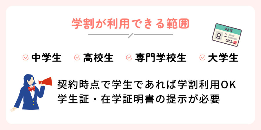 学割が利用できる範囲まとめ