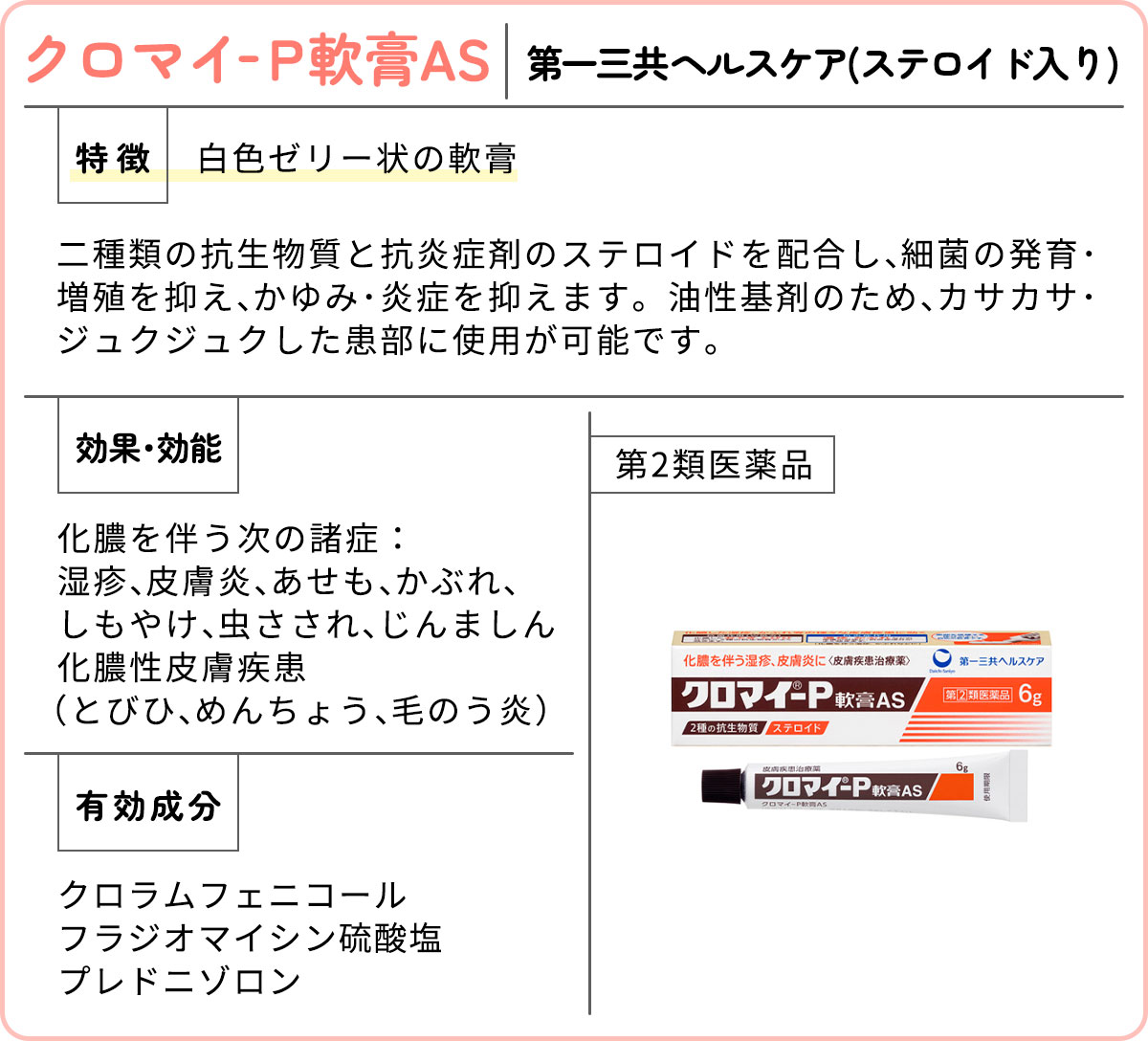 クロマイ-P軟膏AS｜第一三共ヘルスケア（ステロイド入り）
