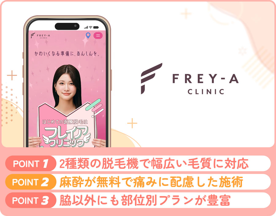 フレイアクリニックの脇脱毛の特徴まとめバナー