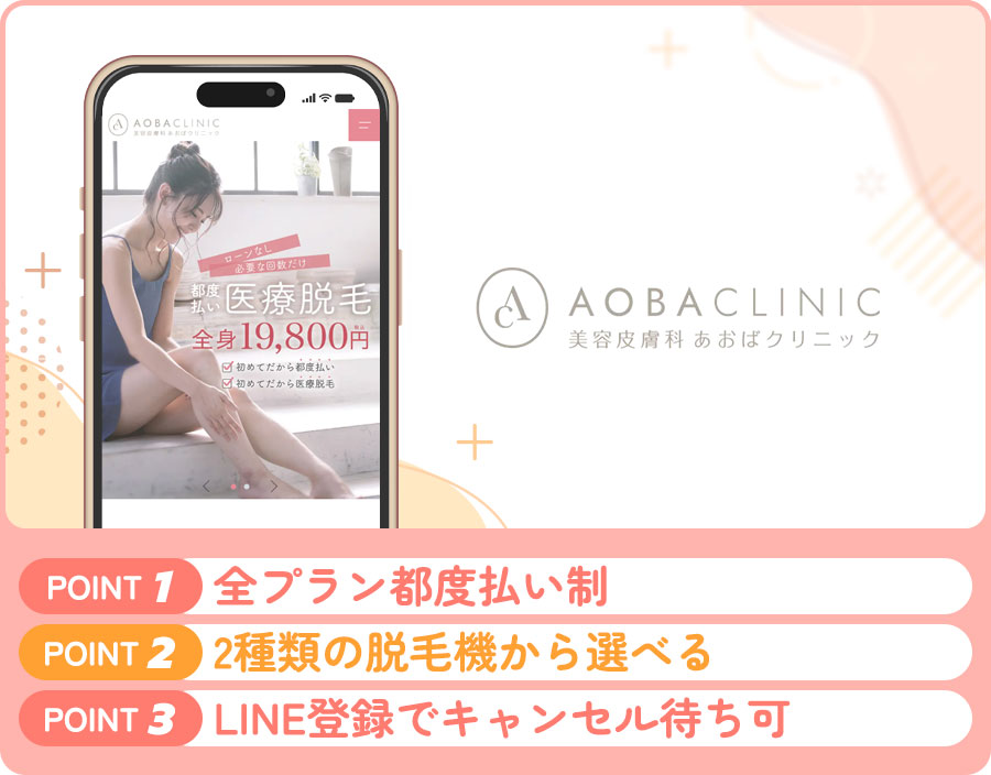 あおばクリニックの脇脱毛の特徴まとめバナー