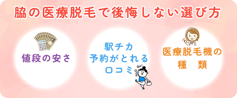 脇の医療脱毛で後悔しないクリニックの選ぶ3つのポイント