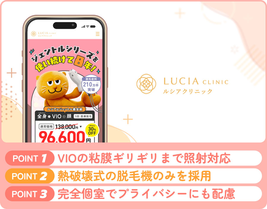 ルシアクリニックのVIO脱毛の特徴まとめバナー